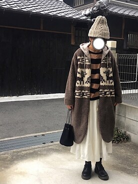 「カウチン」｜「アイテム（その他アウター）」を使った、machikoさん（レディース・155cm）の秋コーディネート