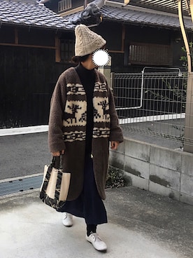 「Sunny clouds（サニークラウズ）のアイテム（その他アウター）」を使った、machikoさん（レディース・155cm）の冬コーディネート