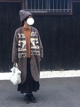 「Sunny clouds（サニークラウズ）のアイテム（その他アウター）」を使った、machikoさん（レディース・155cm）の冬コーディネート