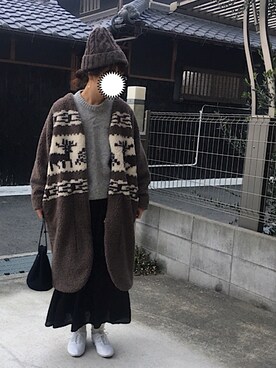「Sunny clouds（サニークラウズ）のアイテム（その他アウター）」を使った、machikoさん（レディース・155cm）の冬コーディネート