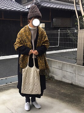 「マスタード」｜「アイテム（チェスターコート）」を使った、machikoさん（レディース・155cm）の冬コーディネート