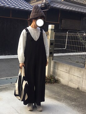 「UNIQLO（ユニクロ）のソフトコットンギャザーブラウス（7分袖）（シャツ/ブラウス）」を使った、machikoさん（レディース・155cm）の冬コーディネート