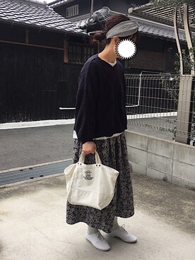 「LBC（エルビーシー）のフローナンバースモールトート      （トートバッグ）」を使った、machikoさん（レディース・155cm）の春コーディネート
