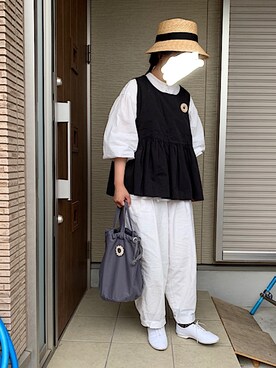 「UNIQLO（ユニクロ）のソフトコットンギャザーブラウス（7分袖）（シャツ/ブラウス）」を使った、machikoさん（レディース・155cm）の春コーディネート