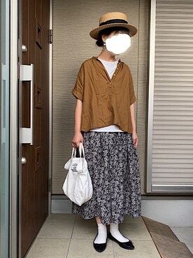 「Piedi Nudi（ピエディヌーディ）のアイテム（パンプス）」を使った、machikoさん（レディース・155cm）の夏コーディネート