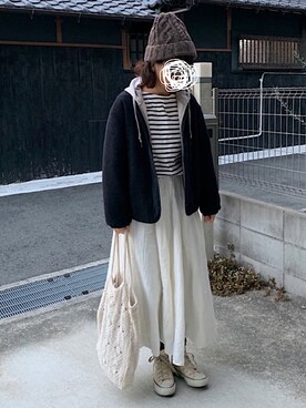 「ユニクロキッズ」｜machikoさん（レディース・155cm）の冬コーディネート