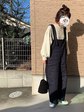 「バルーンスリーブ」｜「アイテム（オールインワン・サロペット）」を使った、machikoさん（レディース・155cm）の冬コーディネート