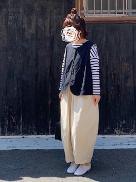 「HARVESTY（ハーベスティ）のアイテム」を使った、machikoさん（レディース・155cm）の春コーディネート
