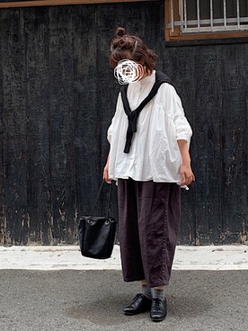 「LibertyDoll（リバティードール）のクラシカルな”おじ靴”レースアップダンスシューズ（ドレスシューズ）」を使った、machikoさん（レディース・155cm）の春コーディネート