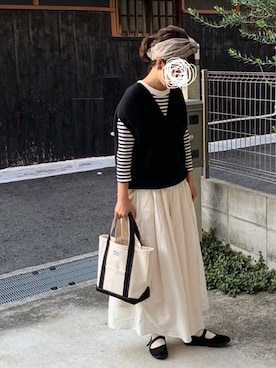 「SVEC（シュベック）のカンフーシューズ kung fu Shoes / ストラップパンプス（バレエシューズ）」を使った、machikoさん（レディース・155cm）の秋コーディネート