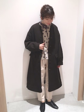 「POU DOU DOU（プードゥドゥ）のアイテム（その他アウター）」を使った、tsujiさん（レディース・153cm）の秋コーディネート