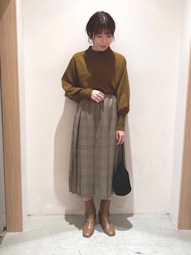 「膝下スカート」｜tsujiさん（レディース・153cm）の秋コーディネート