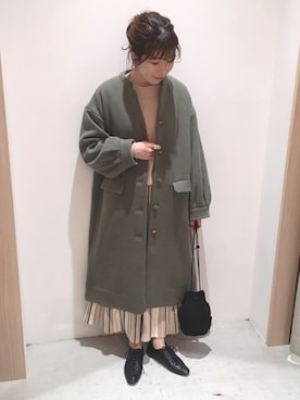「POU DOU DOU（プードゥドゥ）のアイテム（その他アウター）」を使った、tsujiさん（レディース・153cm）の秋コーディネート