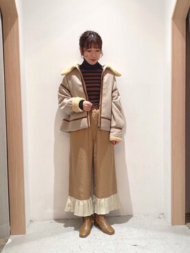 「POU DOU DOU（プードゥドゥ）のアイテム（ブルゾン）」を使った、tsujiさん（レディース・153cm）の冬コーディネート