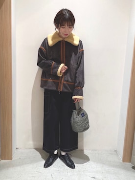 「POU DOU DOU（プードゥドゥ）のアイテム（ブルゾン）」を使った、tsujiさん（レディース・153cm）の冬コーディネート