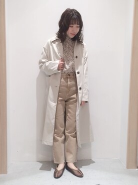 「POU DOU DOU（プードゥドゥ）のアイテム（ステンカラーコート）」を使った、tsujiさん（レディース・153cm）の冬コーディネート