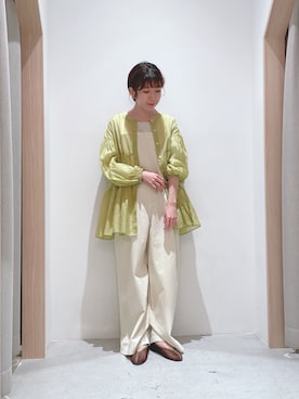 「POU DOU DOU（プードゥドゥ）のアイテム（サロペット/オーバーオール）」を使った、tsujiさん（レディース・153cm）の春コーディネート