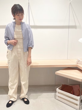 「POU DOU DOU（プードゥドゥ）のアイテム（サロペット/オーバーオール）」を使った、tsujiさん（レディース・153cm）の夏コーディネート