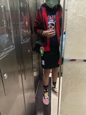 「国潮」｜「アイテム（ジャケット/アウター）」を使った、MadMag Yan🐽さん（レディース・157cm）の冬コーディネート