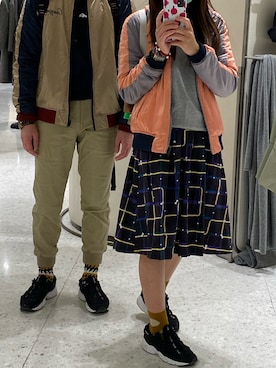 「CHEVIGNON（シェビニオン）のアイテム（ジャケット/アウター）」を使った、MadMag Yan🐽さん（レディース・157cm）の冬コーディネート