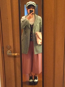 「Honeys（ハニーズ）のアイテム（クラッチバッグ）」を使った、greenさん（レディース・155cm）の冬コーディネート