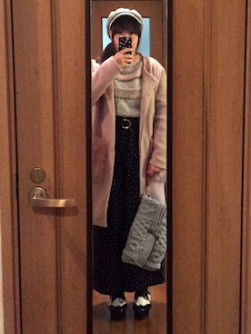 「GRL（グレイル）のアイテム（ノーカラージャケット）」を使った、greenさん（レディース・155cm）の冬コーディネート