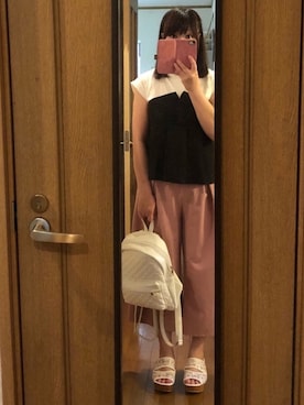「ガウチョパンツ」｜「アイテム（アンサンブル）」を使った、greenさん（レディース・155cm）の夏コーディネート
