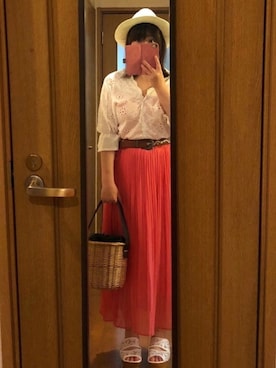 「GRL（グレイル）のバスケットカゴバッグ（かごバッグ）」を使った、greenさん（レディース・155cm）の夏コーディネート