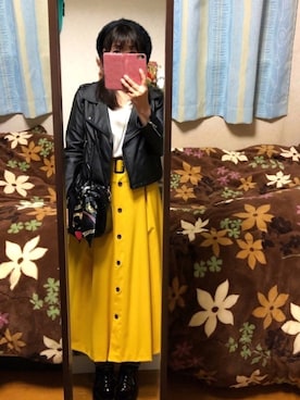 「OLIVE des OLIVE（オリーブデオリーブ）のアイテム（ライダースジャケット）」を使った、greenさん（レディース・155cm）の秋コーディネート