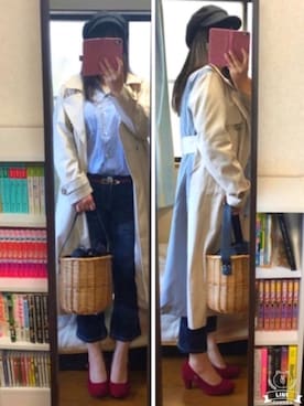 「GRL（グレイル）のバスケットカゴバッグ（かごバッグ）」を使った、greenさん（レディース・155cm）の春コーディネート