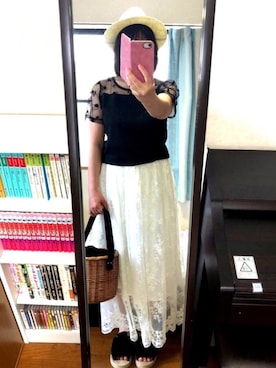 「GRL（グレイル）のバスケットカゴバッグ（かごバッグ）」を使った、greenさん（レディース・155cm）の夏コーディネート