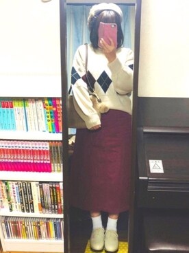 「アイテム（ドレスシューズ、ホワイト系）」を使った、greenさん（レディース・155cm）の冬コーディネート