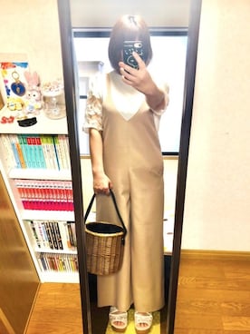 「GRL（グレイル）のバスケットカゴバッグ（かごバッグ）」を使った、greenさん（レディース・155cm）の夏コーディネート