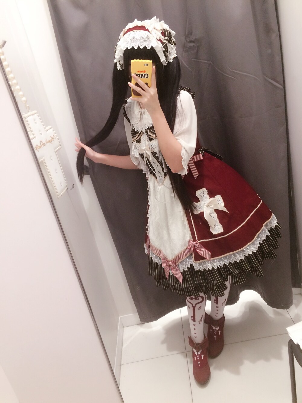 「BABY,THE STARS SHINE BRIGHTのアイテム（ワンピース、レッド系）」を使った、Yukoooooo:oさん（レディース・158cm）の春コーディネートの1枚目の写真