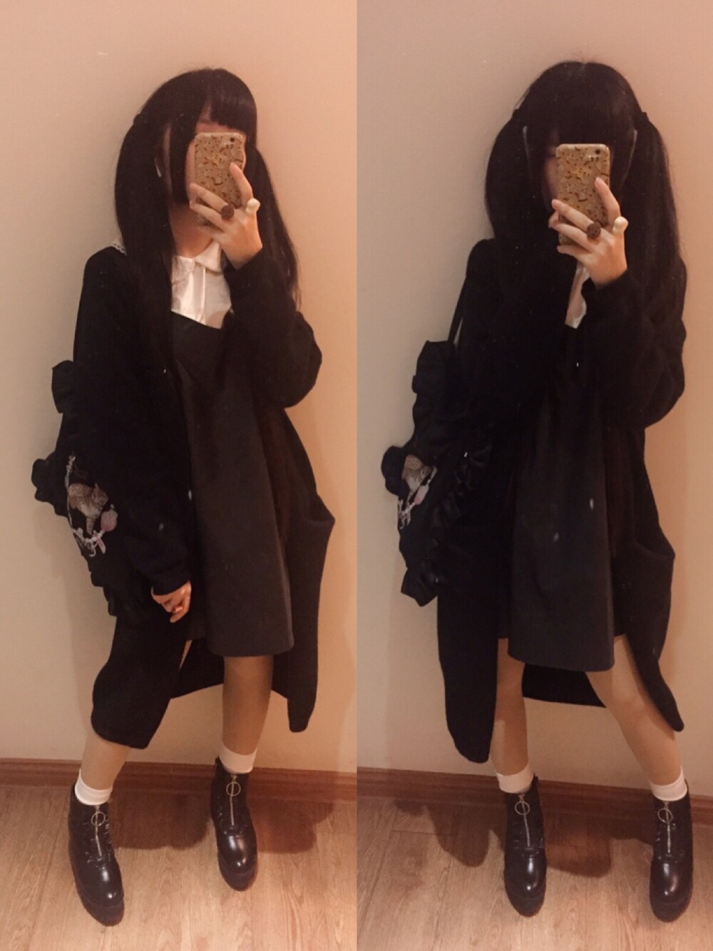 「E hyphen world gallery Bon Bonのフロントジップブーツ（ブーツ、ブラック系）」を使った、Yukoooooo:oさん（レディース・158cm）の冬コーディネートの1枚目の写真