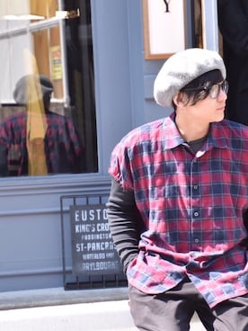 「アイテム（ハンチング/ベレー帽）」を使った、Ryanさん（メンズ・168cm・20代）の春コーディネート