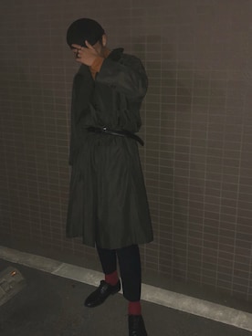 「Yohji Yamamoto（ヨウジヤマモト）のアイテム（トレンチコート）」を使った、そのへんの17歳さん（メンズ・178cm）の秋コーディネート