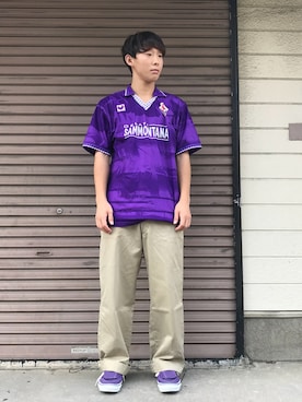 「スポーツ」｜「アイテム（ポロシャツ）」を使った、古着屋 O.WELLさん（メンズ・170cm）の夏コーディネート