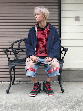 「エアジョーダン」｜「アイテム（その他アウター）」を使った、古着屋 O.WELLさん（メンズ・176cm）の夏コーディネート