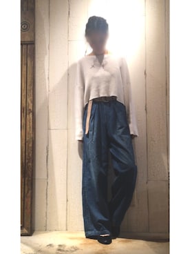 「DHOLIC（ディーホリック）のアイテム（ベルト）」を使った、moeÜさん（レディース・158cm）の秋コーディネート