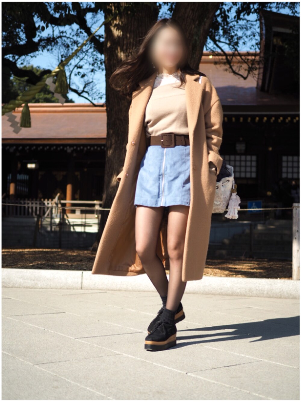 「オトナカジュアル、Mila Owen、snidel、dholic、シンプルコーデ、春、おしゃれさんと繋がりたい、instagram、コート、原宿」｜「Mila Owenのバックベルトチェスターコート（チェスターコート、イエロー系）」を使った、moeÜさん（レディース・158cm）の冬コーディネートの1枚目の写真