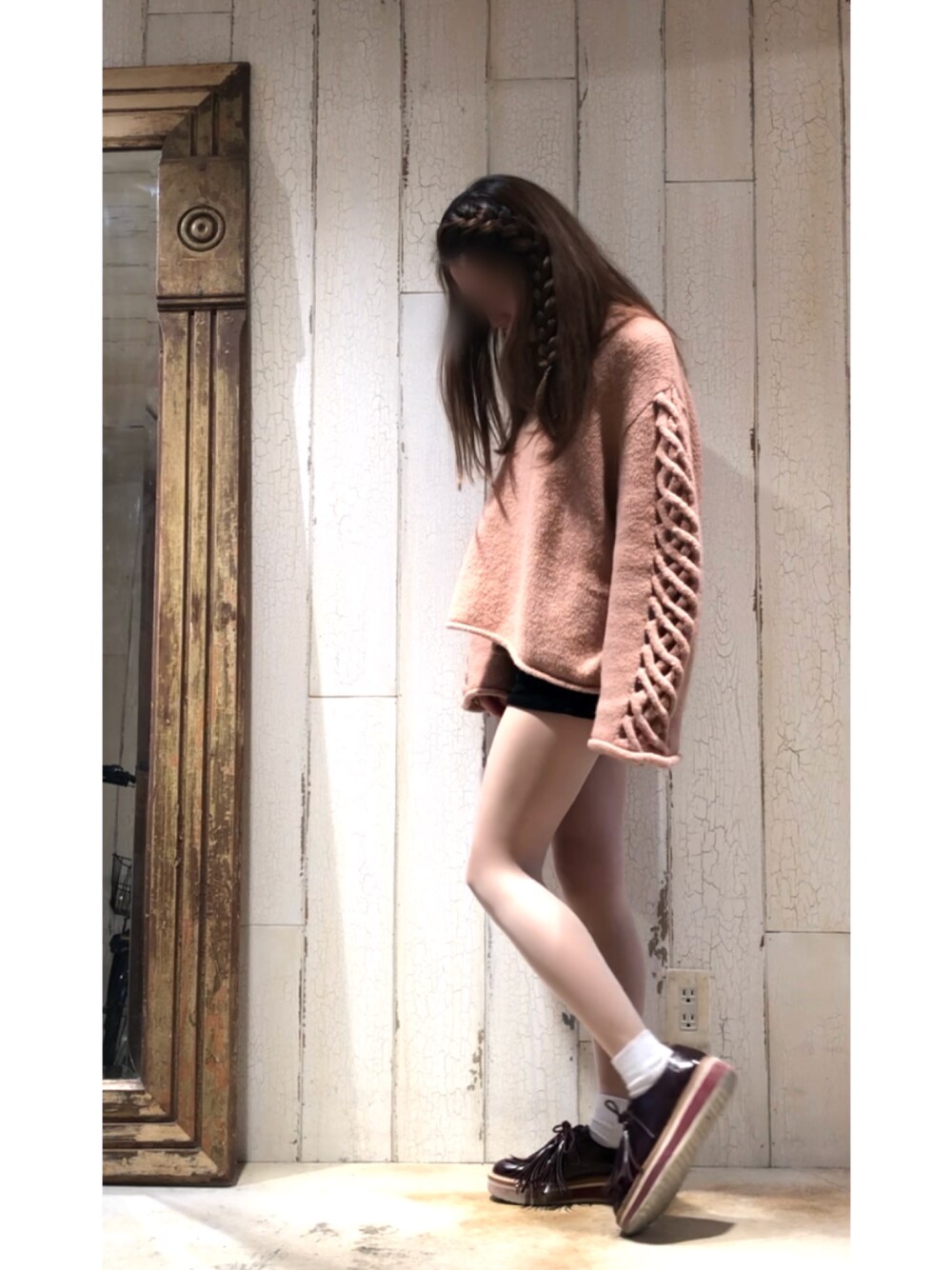 「ZARA、H&M、ゆるコーデ、シンプルコーデ、pink、雨、outfit、靴下屋、カジュアル、ootd」｜「ZARAのアイテム（ニット/セーター、ピンク系）」を使った、moeÜさん（レディース・158cm）の春コーディネートの1枚目の写真