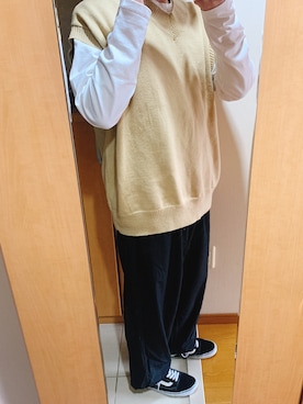 「BASQUE magenta（バスクマゼンタ）のアイテム（ベスト）」を使った、SHO-TAさん（メンズ・175cm）の春コーディネート