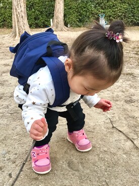 「BeBe（ベベ）のアイテム（バッグ）」を使った、ゆこさん（キッズ・80cm）の冬コーディネート