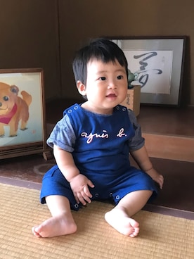 「agnes b.（アニエスベー）のアイテム（サロペット/オーバーオール）」を使った、ゆこさん（キッズ・100cm）の秋コーディネート