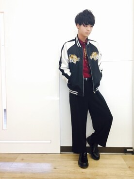 「SpRay（スプレイ）のアイテム（スタジャン）」を使った、hiroさん（メンズ・167cm）の冬コーディネート