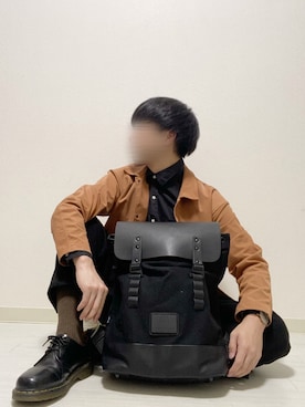 「アイテム（ソックス/靴下、ブラウン系）」を使った、kasago/Instagramも見てねさん（メンズ・165cm）の秋コーディネート