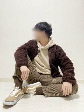 「improves（インプローブス）のアイテム（スラックス）」を使った、kasago/Instagramも見てねさん（メンズ・165cm）の冬コーディネート