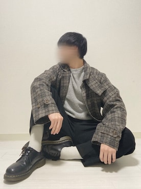 「CREARE -LINO-（クレアーレリノ）のアイテム（ステンカラーコート）」を使った、kasago/Instagramも見てねさん（メンズ・165cm）の冬コーディネート