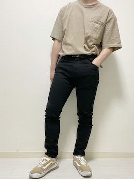 「VANS（バンズ）のVANS ヴァンズ OLD SKOOL DX オールドスクール DX CALM V36CL+ CALM  GINGER（スニーカー）」を使った、kasago/Instagramも見てねさん（メンズ・165cm）の春コーディネート